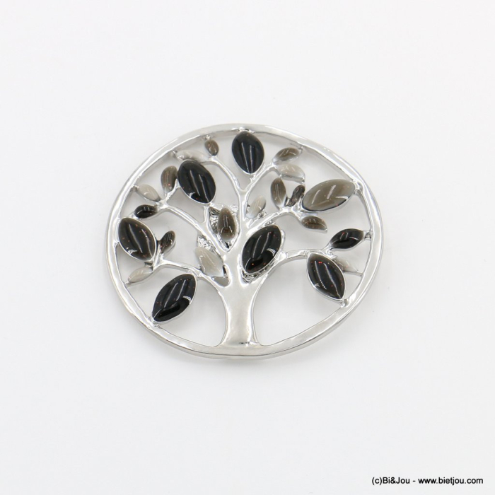 Broche magnétique ronde avec arbre de vie résine et métal 0523004 noir