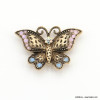 Broche romantique papillon métal et strass fermoir aimanté 0523003 rose