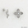 Boucles d'oreilles fleurs en acier inoxydable et perle 0323043 argenté