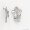 Boucles d'oreilles pendantes fleurs bohème en acier inoxydable pour femme 0323041 argenté