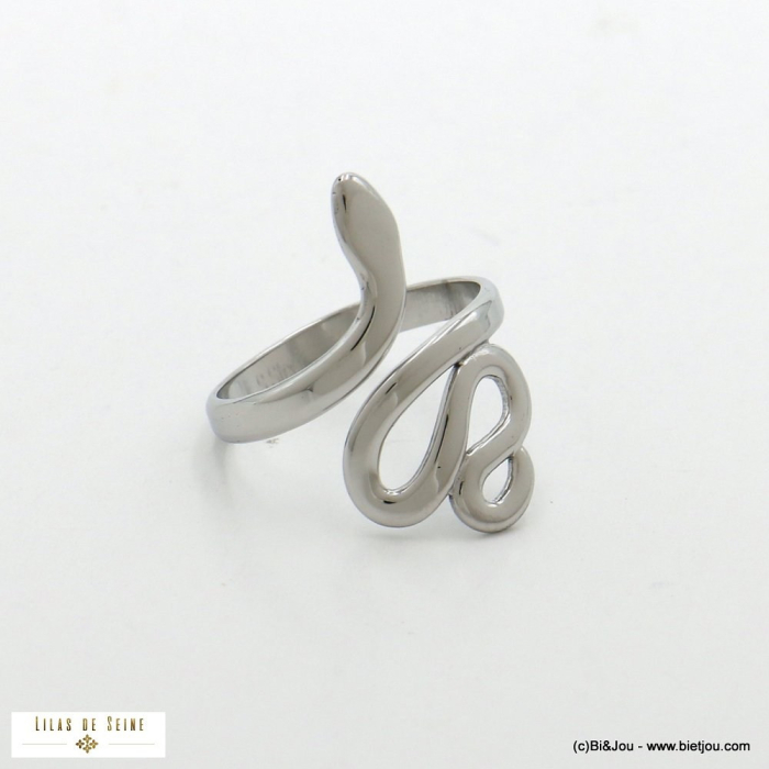 Bague large acier inoxydable serpent femme 0423005 argenté Bague large acier inoxydable serpent femme 0423005 argenté