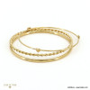 Ensemble de 3 bracelets joncs fins acier inoxydable coeur torsade femme 0223006 doré