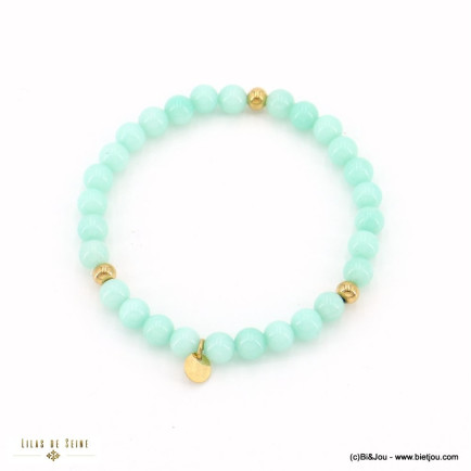 Bracelet élastique billes 6mm pierre naturelle femme 0221032 vert