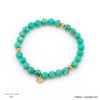 Bracelet élastique billes pierre marbrée naturelle 6mm femme 0223015 bleu turquoise
