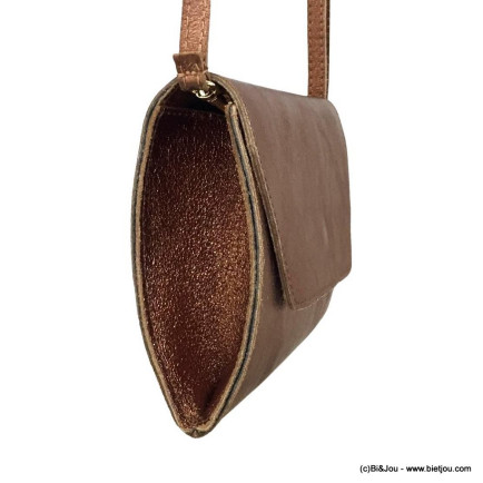 Sac à bandoulière pochette cuir véritable irisé femme 0922545 marron