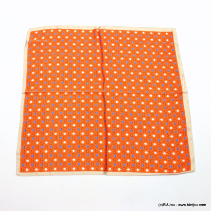 Carré satin motif cœur étoile infini touché soie polyester femme 0723011 orange