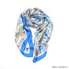 Foulard motifs paisley fleur bordure 0723005 bleu