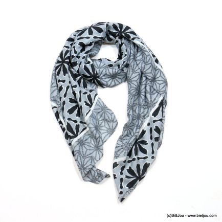 Foulard motif fleuri abstrait femme 0723008 noir