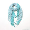 Foulard motif fleurs pompons femme 0723013 vert