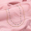 Collier double-rangs en acier inoxydable perles en pierre naturelle pour femme 0123013 vert d'eau