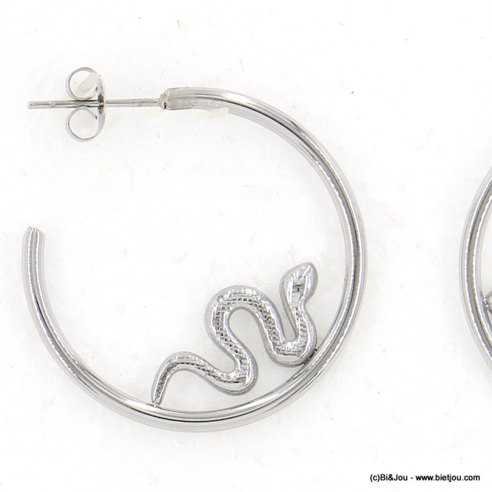 Créoles ouvertes acier inoxydable serpent femme 0323020 argenté Créoles ouvertes acier inoxydable serpent femme 0323020 argenté
