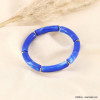 Bracelet vintage élastique tubes acrylique coloré métal femme 0222154 bleu
