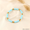 Bracelet élastique tubes coloré style antique acrylique métal femme 0223094 bleu