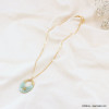 Collier pendentif résine acétate écaille de tortue étoile surmontée acier inoxydable strass 0123079 vert aqua