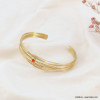 Bracelet jonc fil fin acier inoxydable strass femme 0223097 orange