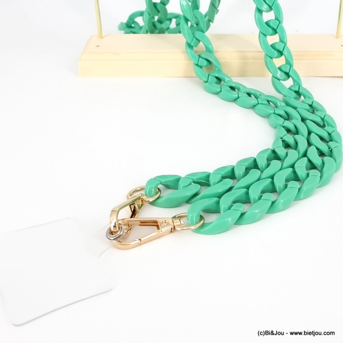 Chaîne de téléphone gros maillons acétate mousqueton adaptateur 0123094 vert aqua Chaîne de téléphone gros maillons acétate mousqueton adaptateur 0123094 vert aqua