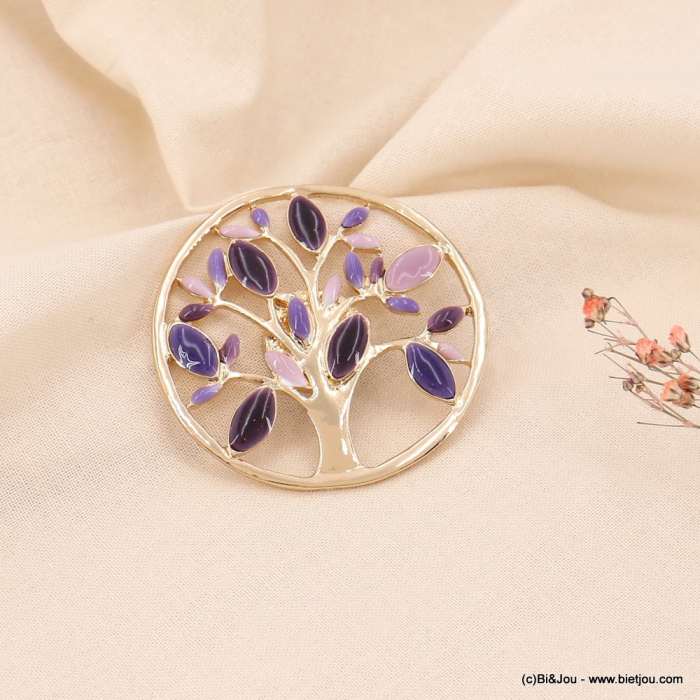 Broche aimantée arbre de vie résine 0522501 violet