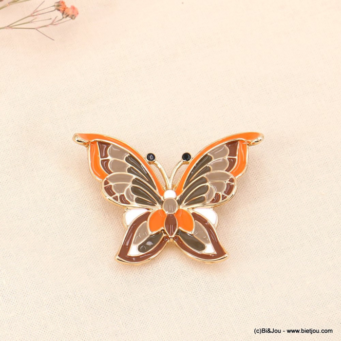 Broche aimantée papillon métal résine époxy femme 0523008 orange