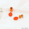 Boucles d'oreilles pendantes vintage résine marbrée et acier inoxydable pour femme 0323050 rouge