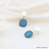 Boucles d'oreilles rétro en perles acétate et métal doré pour femme 0323102 bleu