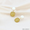 Boucles d'oreilles rétro en perles acétate et métal doré pour femme 0323102 jaune