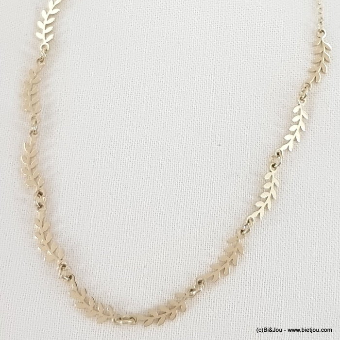Collier acier inoxydable couronne de laurier femme 0123086 doré Collier acier inoxydable couronne de laurier femme 0123086 doré
