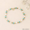 Bracelet élastique bohème pierres naturelles, nacre et perles acier inoxydable 0223077 bleu turquoise