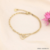 Bracelet coeur acier inoxydable et chaînes fantaisie femme 0223069 doré