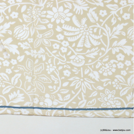 Carré satin motif fleurs touché soie polyester femme 0723025 naturel/beige