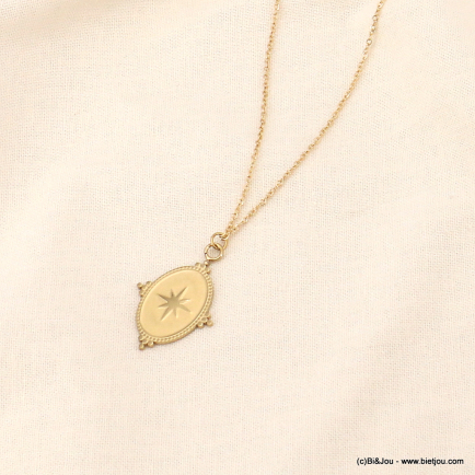 Collier rococo pendentif étoile du nord acier inoxydable femme 0123144 doré