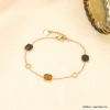 Bracelet élégant perles verre coloré et acier inoxydable pour femme 0223039 marron