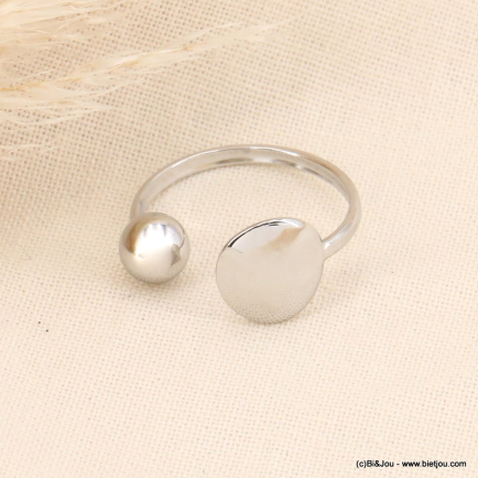 Bague moderne acier inoxydable bille et disque en acier inoxydable 0423086 argenté