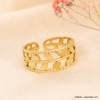 Bague couronne épi de blé en acier inoxydable femme 0423113 doré