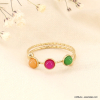 Bague ajustable en acier inoxydable et cabochons pierre ou nacre femme 0423145 multi