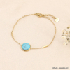 Bracelet acier inox tiges pièce pierre ou nacre véritable femme 0223135 bleu turquoise