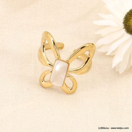 Bague Papillon Libellule Réglable En Argent S925 - Pierre Bleu Ciel - Design Ouvert Inspiration Nature - Style Vintage