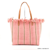 Cabas porté épaule coton tressé losange franges anses simili-cuir femme 0923041 rose