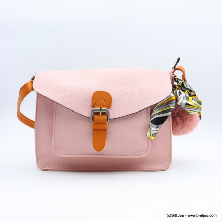 Sac à bandoulière SANS POMPON façon cartable Flora&Co simili-cuir souple femme 0922048 rose clair