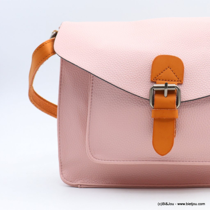 Sac à bandoulière SANS POMPON façon cartable Flora&Co simili-cuir souple femme 0922048 rose clair