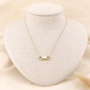 Collier pendentif talisman acier inoxydable et pierre/nacre véritable 0123117 blanc