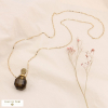 Collier sautoir pendentif flacon porte-bonheur talisman acier et pierre véritable 0123154 anthracite