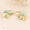 Boucles d'oreilles feuillages oversized pierres acier inoxydable 0323189 bleu turquoise