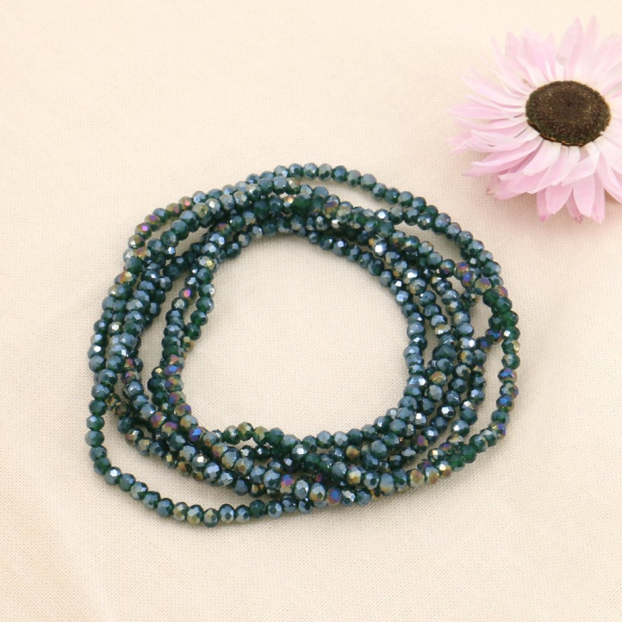 Bracelets élastiques perles cristal pour femme 0223154 marron foncé