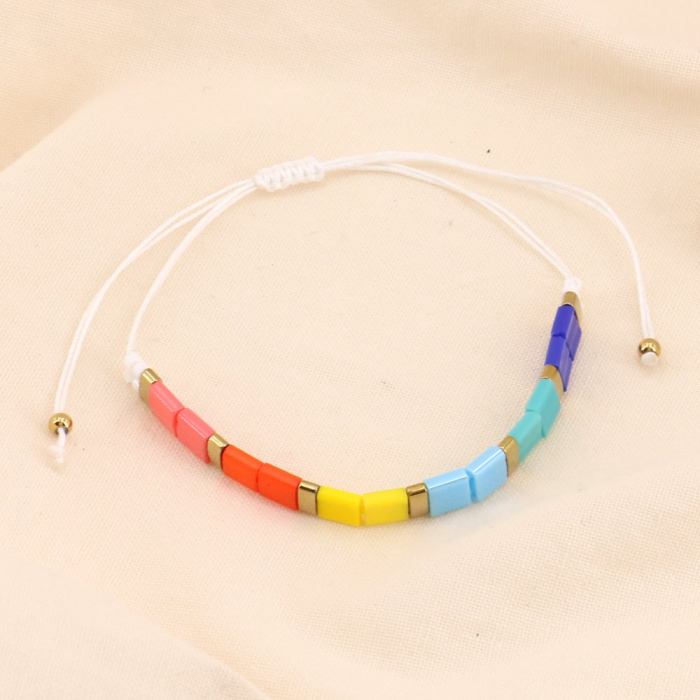 Lot de 12 bracelets perles plates miyuki nœud macramé femme 0223191 multi