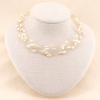 Collier court multi-rangs perles blanches métal pour cérémonie 0123138 blanc
