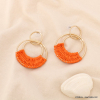Boucles d'oreilles XXL paille tressage coloré anneau métal femme 0323208 orange