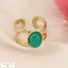 Bague avec pierre véritable et anneaux acier inoxydable 0423164 vert