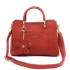Petit sac à main porté main trois compartiments fermoir zip porte-clef fleur simili-cuir 0923507 rouge