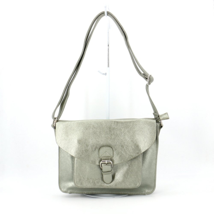 Sac cartable en simili-cuir souple brillant multi-poches bouton aimant et bandoulière pour femme 0923504