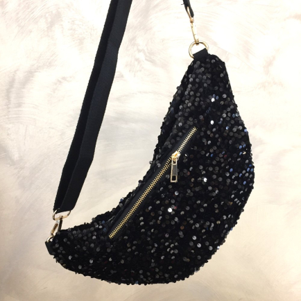 Sac banane sequins poche arrière extérieure zippée 0923515 noir